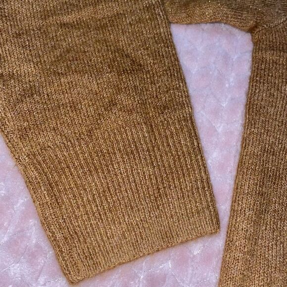 Gap Womens Sparkle Tan V Neck Knit Sweater - Picture 4 of 7
